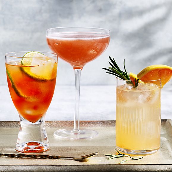 Three rosé cocktails
