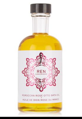Bottle of REN Clean Skincare Moroccan Rose Otto bath oil