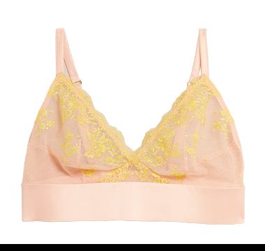 Yellow and pink lace bralette