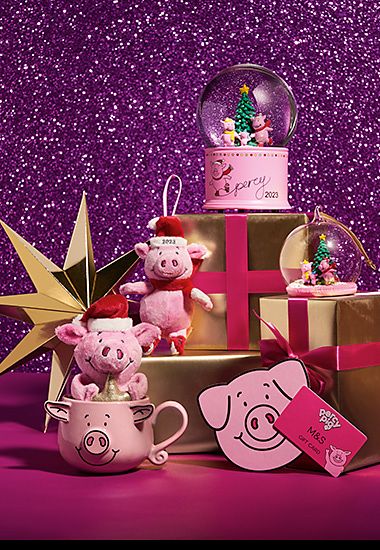 A collection of Percy Pig gifts including a mug and snow globe. Shop now 