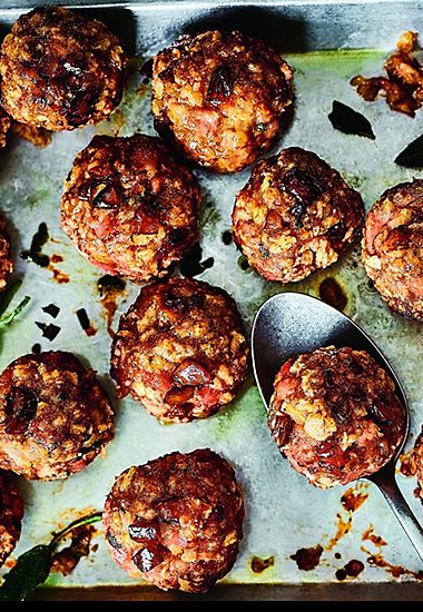 Pork, sage and chestnut stuffing balls. See the recipe