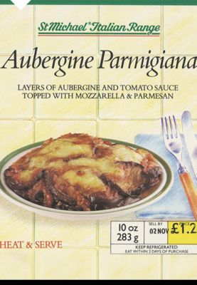 Italian Range St Michael Aubergine Parmigiana packaging, 1985