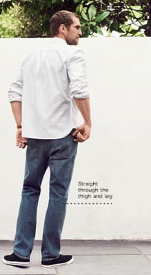 Man wearing straight fit jeans 