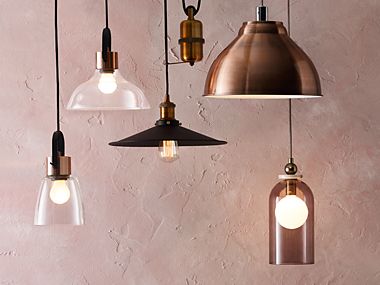Copper and glass pendant lights