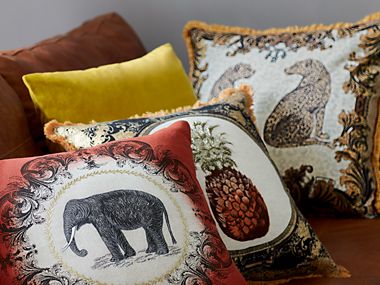Elephant and pineapple cushions
