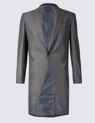 Grey Textured Tailored Fit Morning Suit