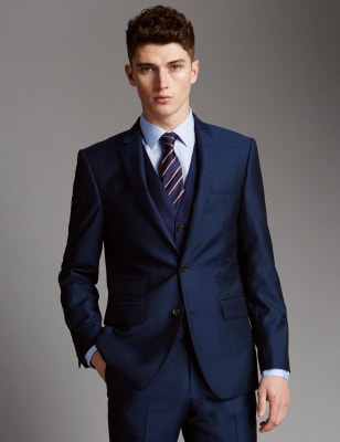 Blue Tailored Fit Wool Suit
