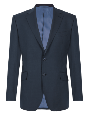 Navy Regular Fit Wool 3 Piece Suit