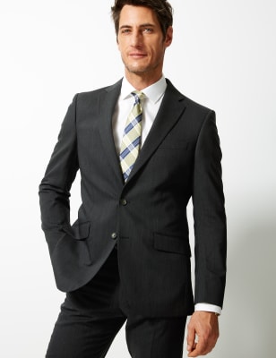 Charcoal Textured Regular Fit Suit