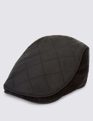 Pure Cotton Waxed Quilted Thinsulate&trade; Flat Cap with Stormwear&trade;