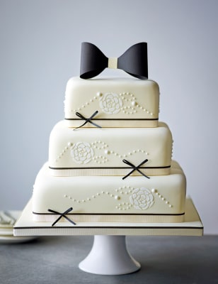 Black &amp; Ivory Sponge Wedding Cake | M&amp;S