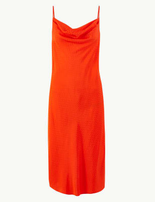 Jacquard Print Slip Midi Dress