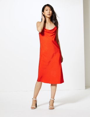 Jacquard Print Slip Midi Dress