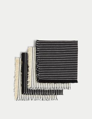 

M&S Collection Set of 4 Pure Cotton Linear Stitch Napkins - Black Mix, Black Mix