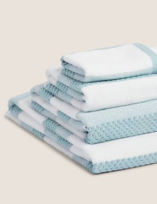 

M&S Collection Pure Cotton Striped Textured Towel - Duck Egg, Duck Egg