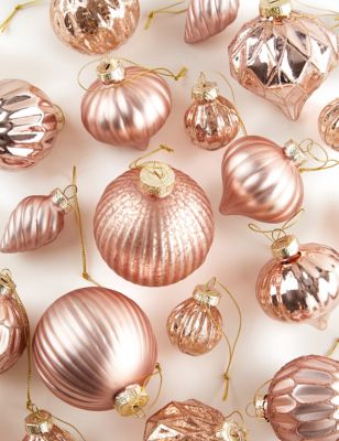 

M&S Collection 20pk Glass Baubles - Blush Pink, Blush Pink