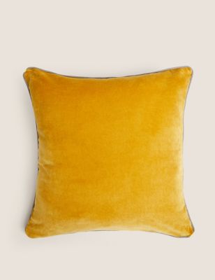 

Pure Cotton Velvet Cushion - Mustard, Mustard