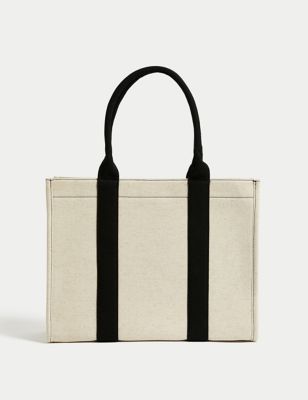 

Womens M&S Collection Canvas Structured Tote Bag - Black Mix, Black Mix