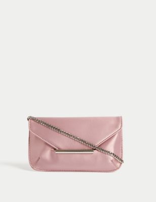 

Womens M&S Collection Faux Leather Chain Strap Clutch Bag - Pink, Pink