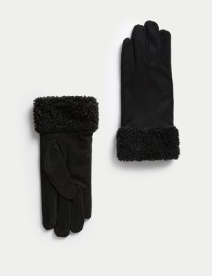 

Womens M&S Collection Faux Sheepskin Cuffed Gloves - Black, Black
