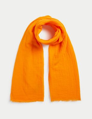 

Womens M&S Collection Linen Blend Textured Scarf - Orange, Orange