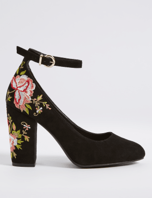 monogram casual style plain leather block heels
