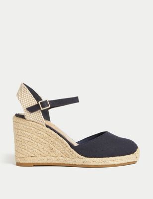 

Womens M&S Collection Ankle Strap Wedge Espadrilles - Navy Mix, Navy Mix