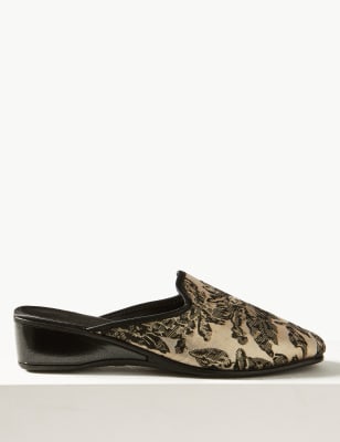 slippers with small wedge heel