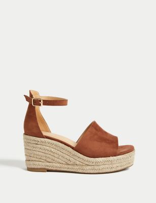 

Womens M&S Collection Wide Fit Ankle Strap Wedge Espadrilles - Terracotta, Terracotta