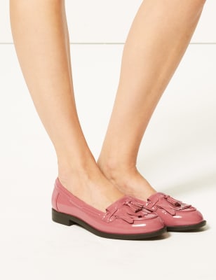 m&s leather high cut ballerina pumps
