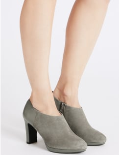 grey boots flat heel