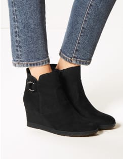 wide width wedge ankle boots