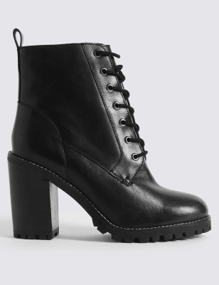 monogram casual style plain leather block heels