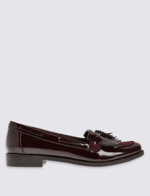 block heel tassel loafers