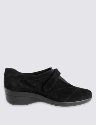 black faux fleece cuff wedge heel trainers