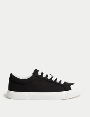 

Womens M&S Collection Canvas Lace Up Eyelet Detail Trainers - Black Mix, Black Mix