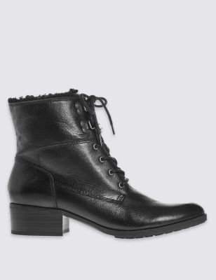m&s black block heel boots