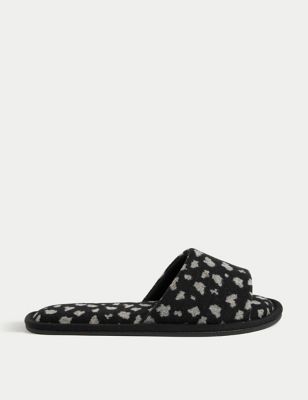 

Womens M&S Collection Printed Open Toe Mule Slippers - Black Mix, Black Mix
