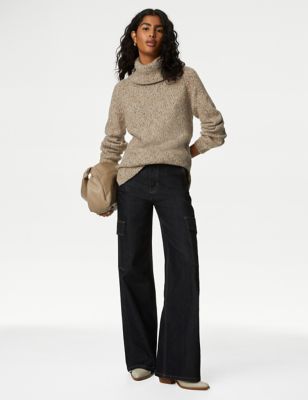 

Womens M&S Collection Recycled Blend Textured Roll Neck Jumper - Natural Mix, Natural Mix