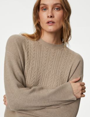 

Womens M&S Collection Soft Touch Textured Crew Neck Jumper - Mocha, Mocha