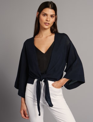 Tie Front Kimono Sleeve Cardigan
