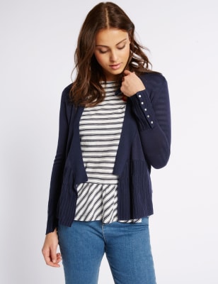 Ribbed Open Front Cardigan