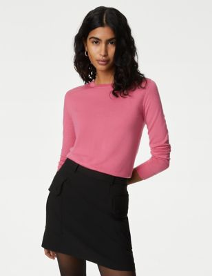 

Womens M&S Collection Pure Merino Wool Crew Neck Jumper - Bright Rose, Bright Rose