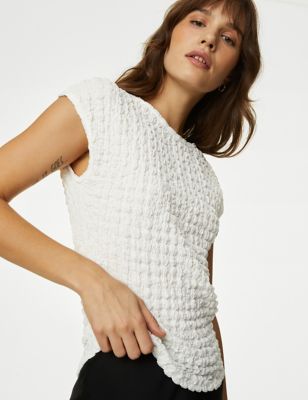 

Womens M&S Collection Textured Top - Soft White, Soft White