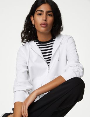 

Womens M&S Collection Pure Cotton Zip Up Hoodie - Soft White, Soft White