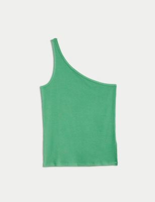 

Womens M&S Collection Cotton Rich Asymmetric Vest - Medium Green, Medium Green