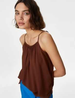 

Womens M&S Collection Round Neck Cami Top - Conker, Conker