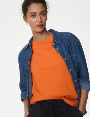 

Womens M&S Collection Pure Cotton Everyday Fit T-Shirt - Orange, Orange