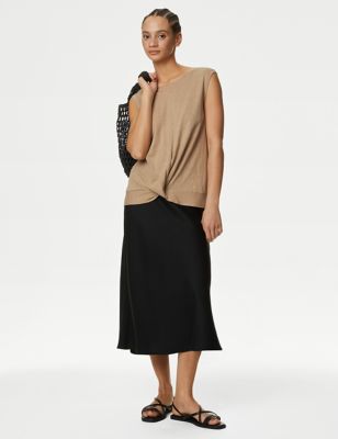 

Womens M&S Collection Linen Blend Twist Front Vest - Natural Beige, Natural Beige