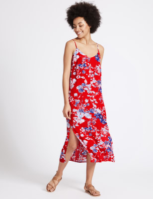Floral Print Slip Midi Dress